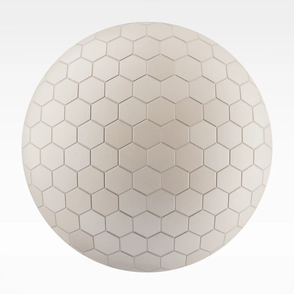 Hexagonal Matte Soft Beige Tile PBR Texture - Sphere Swatch Preview | Superellipse