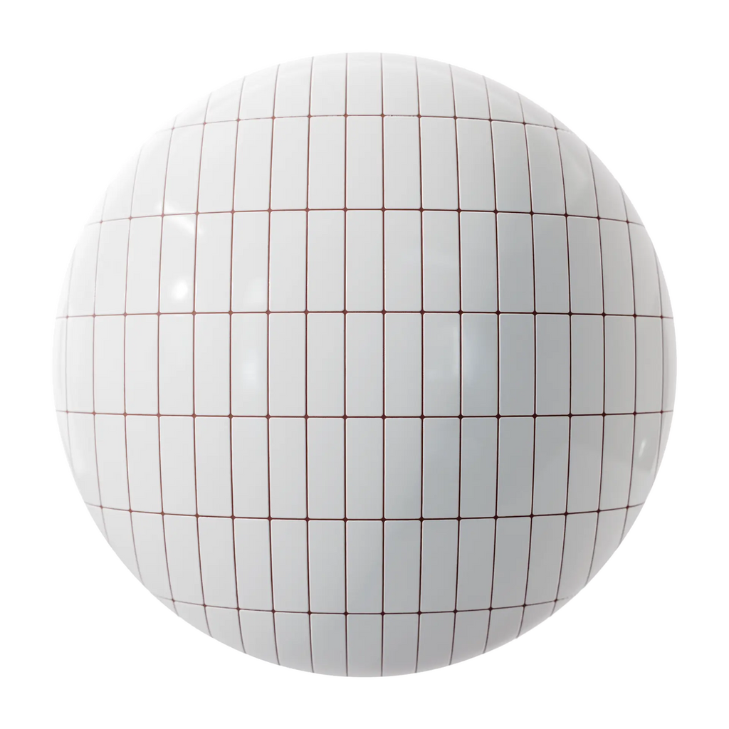 Contemporary White Tile Coordinated Grout PBR Texture - Sphere Swatch Preview | Superellipse