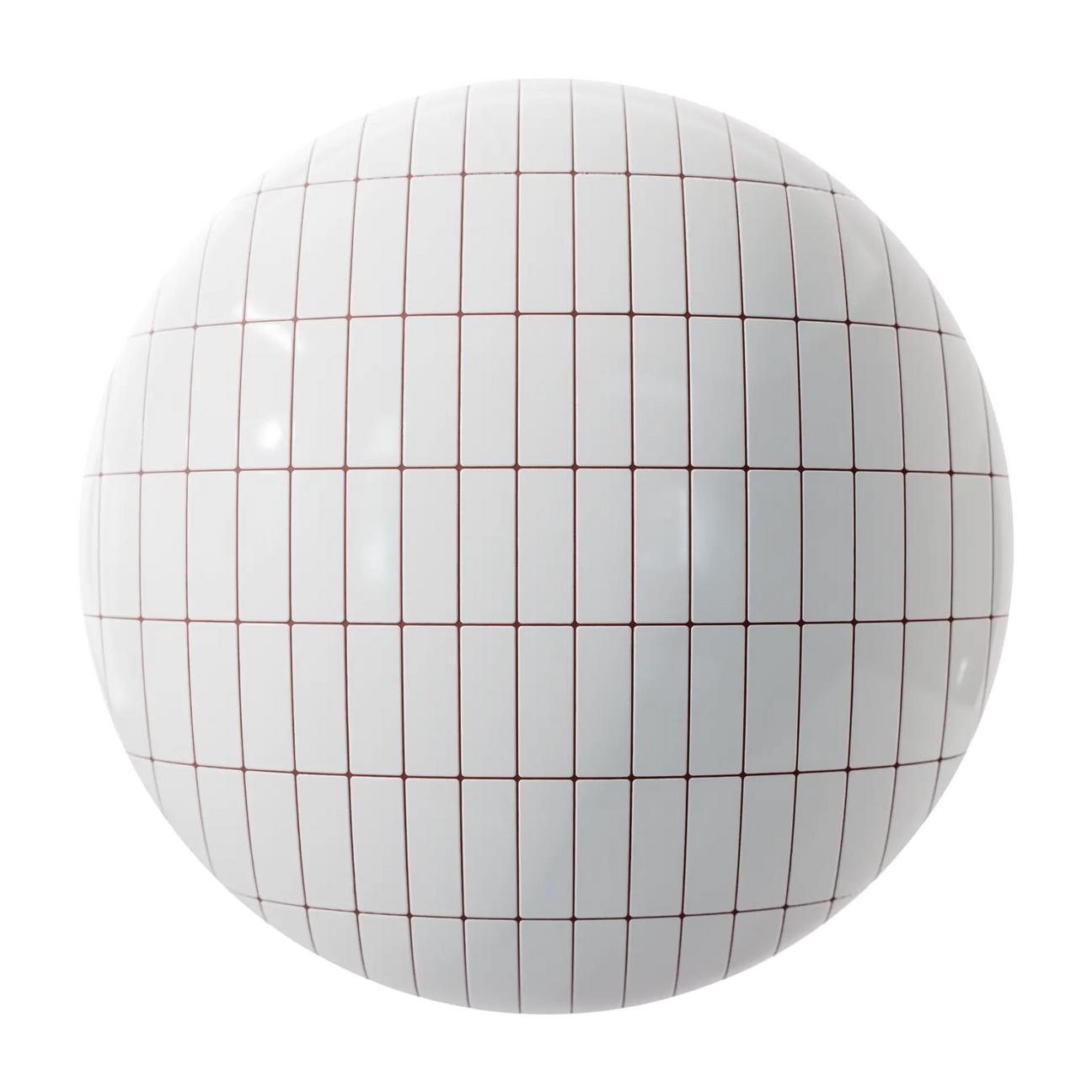 Contemporary White Tile Coordinated Grout PBR Texture - Sphere Swatch Preview | Superellipse