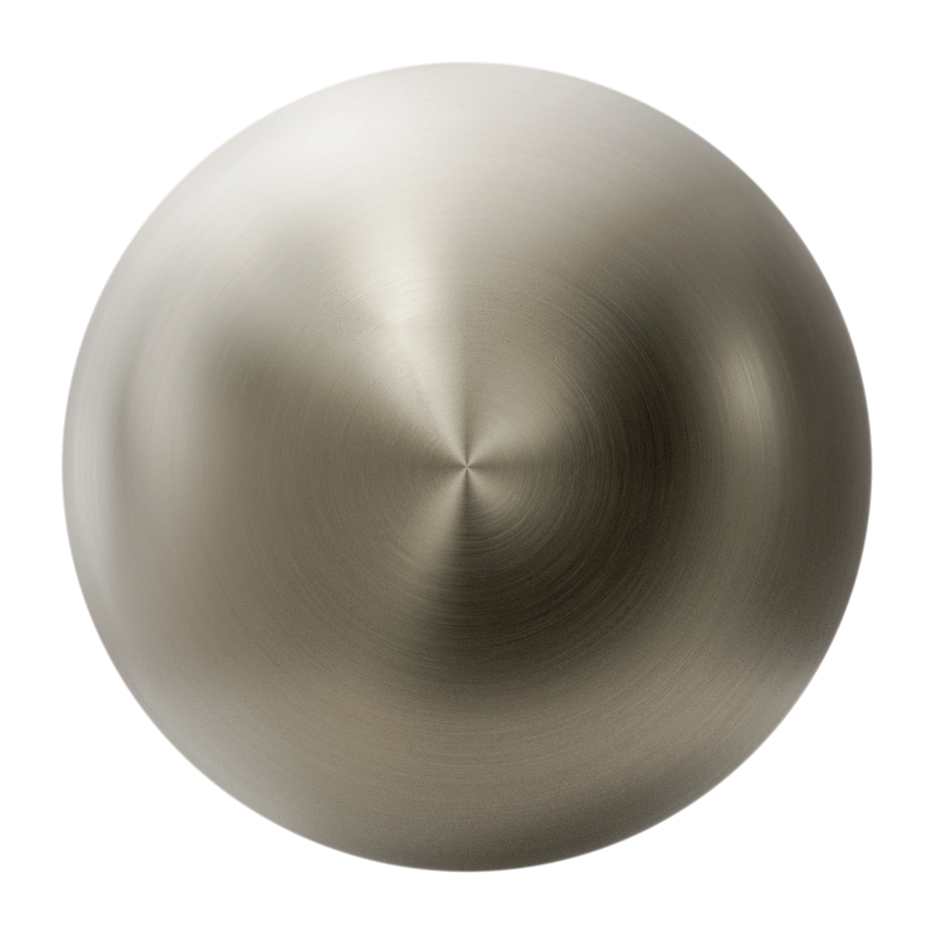 Radial Brushed Buffed Nickel Metal PBR Texture - Sphere Swatch Preview | Superellipse