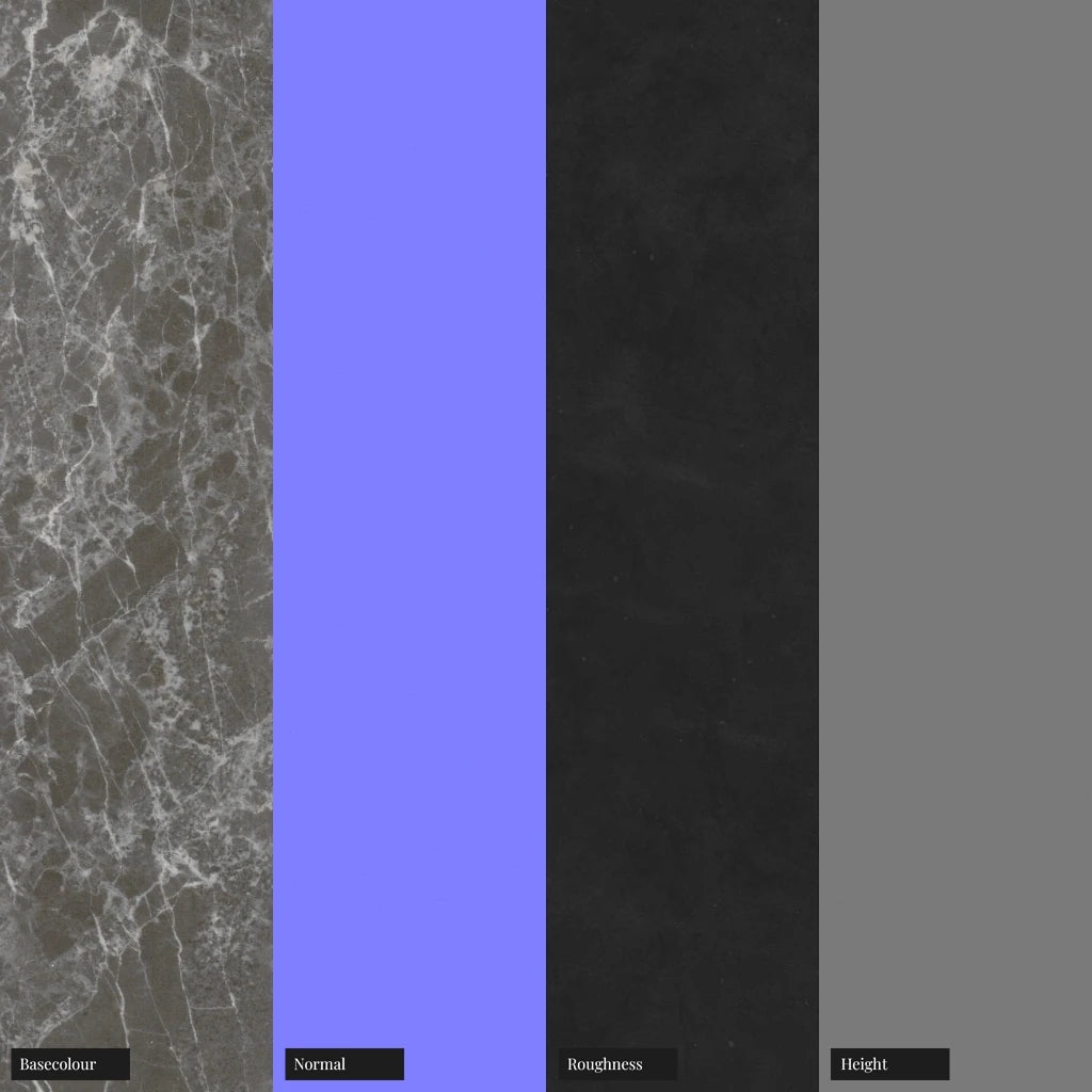 Honed Ash Grey Marble Slab PBR Texture - Example Scene Visualization | Superellipse