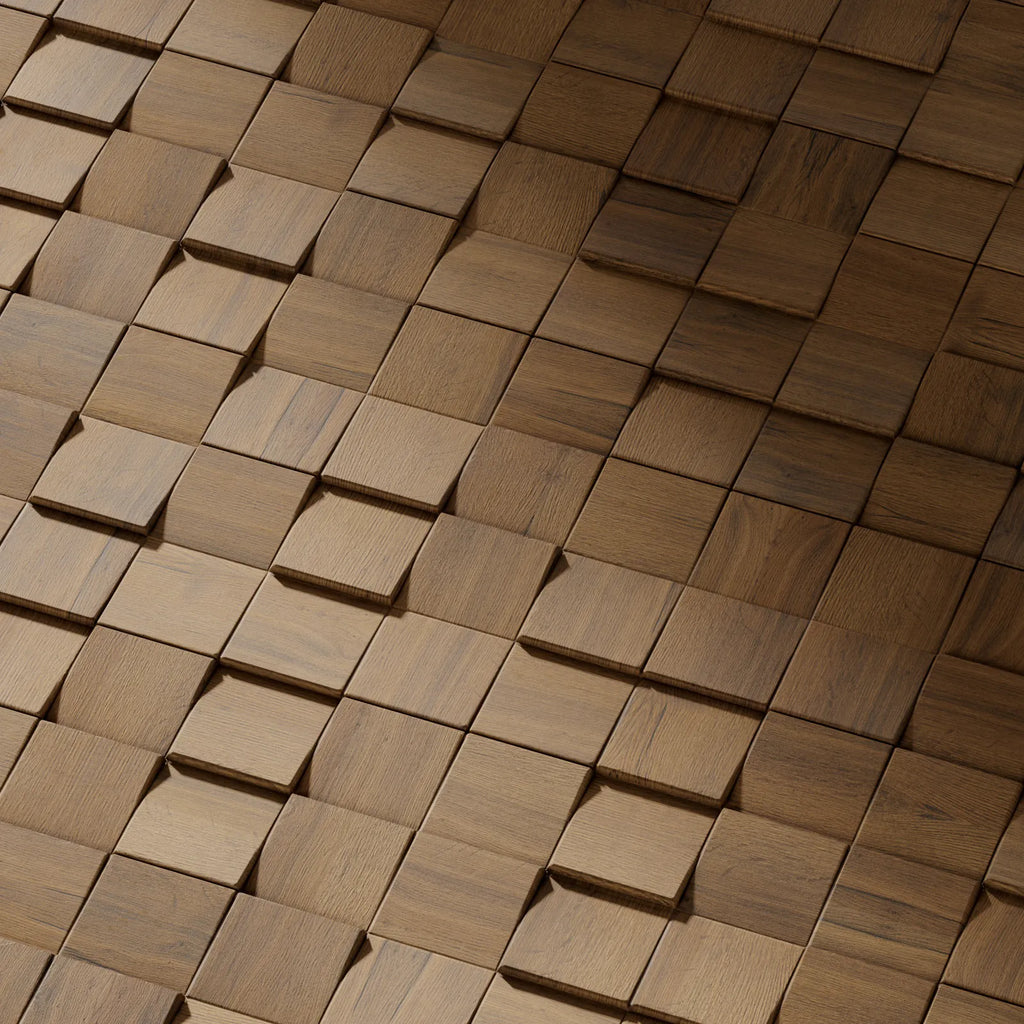 Bevelled Vertical Square Oak Wood Panel PBR Texture - Example Scene Visualization | Superellipse