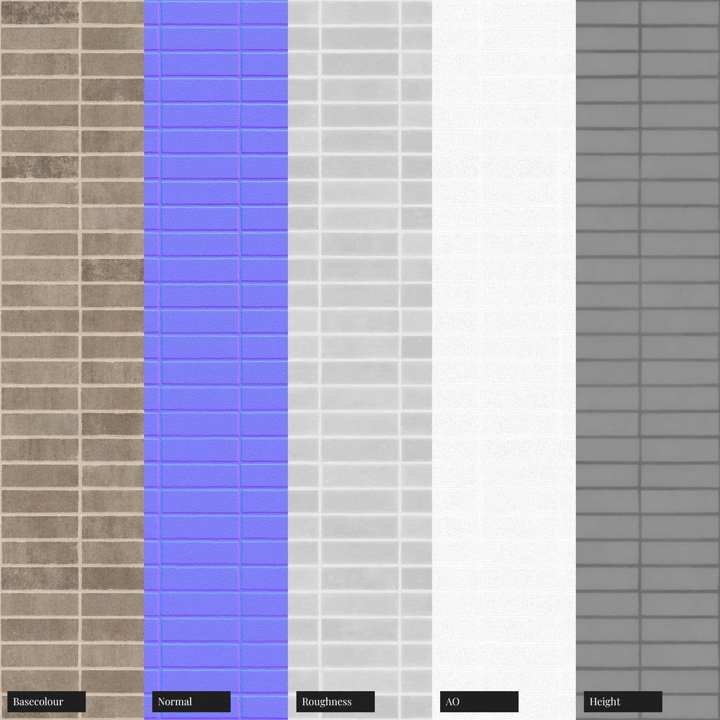 Muted Sandfaced Buff Brick Stack Bond PBR Texture - Example Scene Visualization | Superellipse