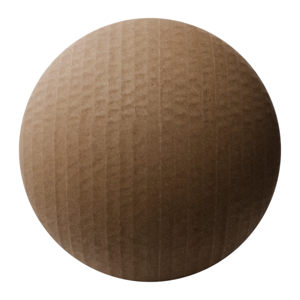 Raw Corrugated Carboard PBR Texture - Sphere Swatch Preview | Superellipse
