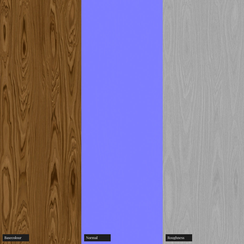 Teak Crown Cut Veneer Wood PBR Texture - Example Scene Visualization | Superellipse