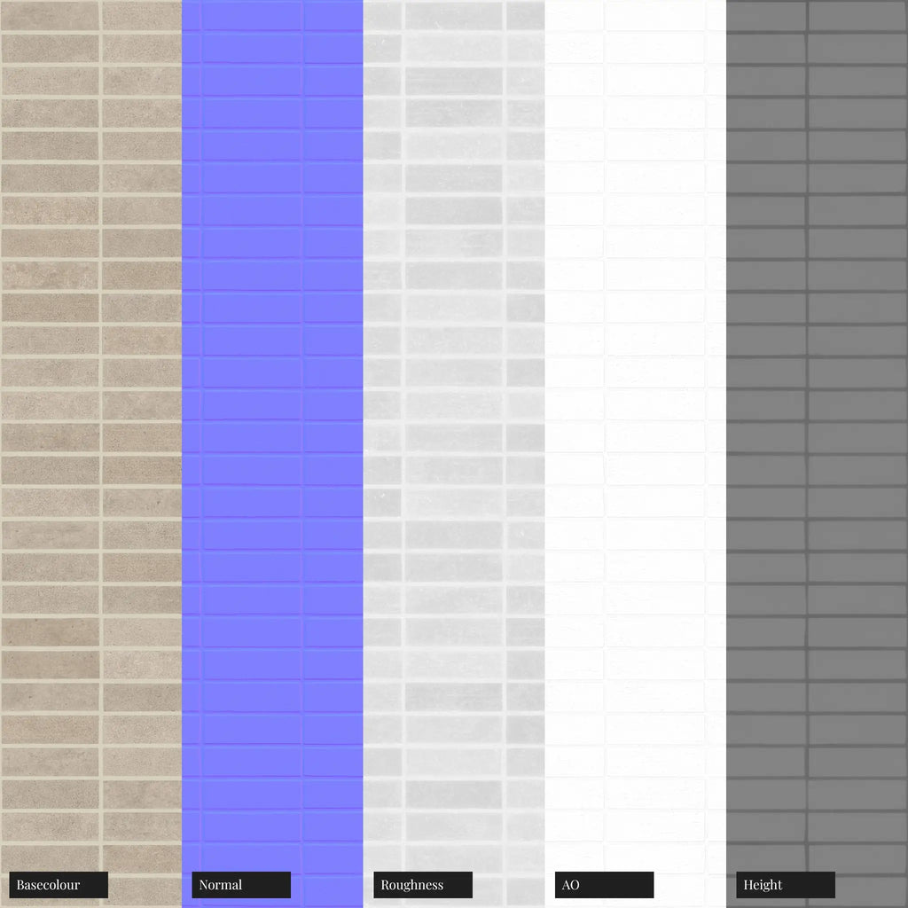 Palebrook Smooth Stack Bond Architectural Brick PBR Texture - Example Scene Visualization | Superellipse