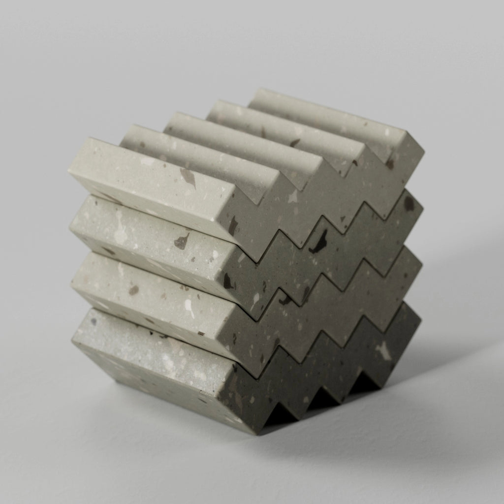 Mid Grey Ceramic Terrazzo Small Aggregates PBR Texture - Example Scene Visualization | Superellipse