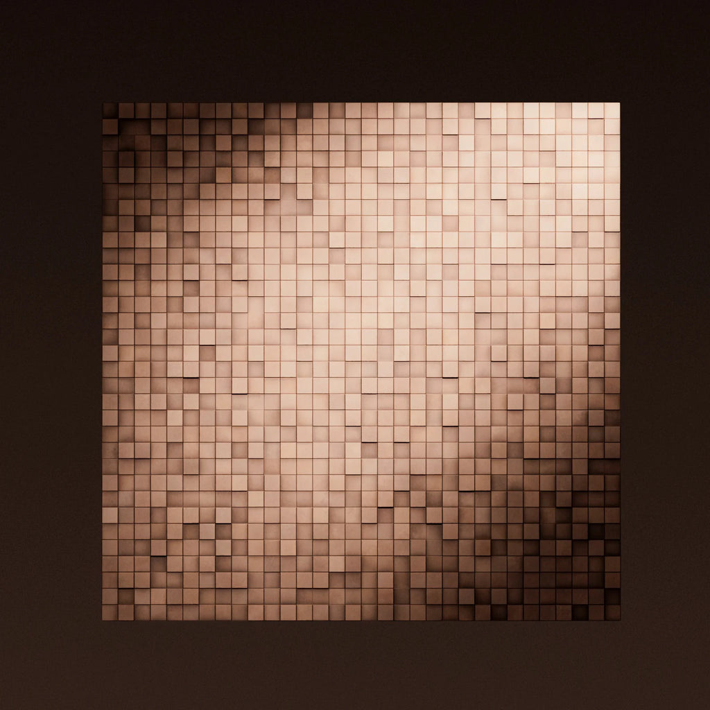 Mosaic Copper 3D Metal Panel PBR Texture - Example Scene Visualization | Superellipse