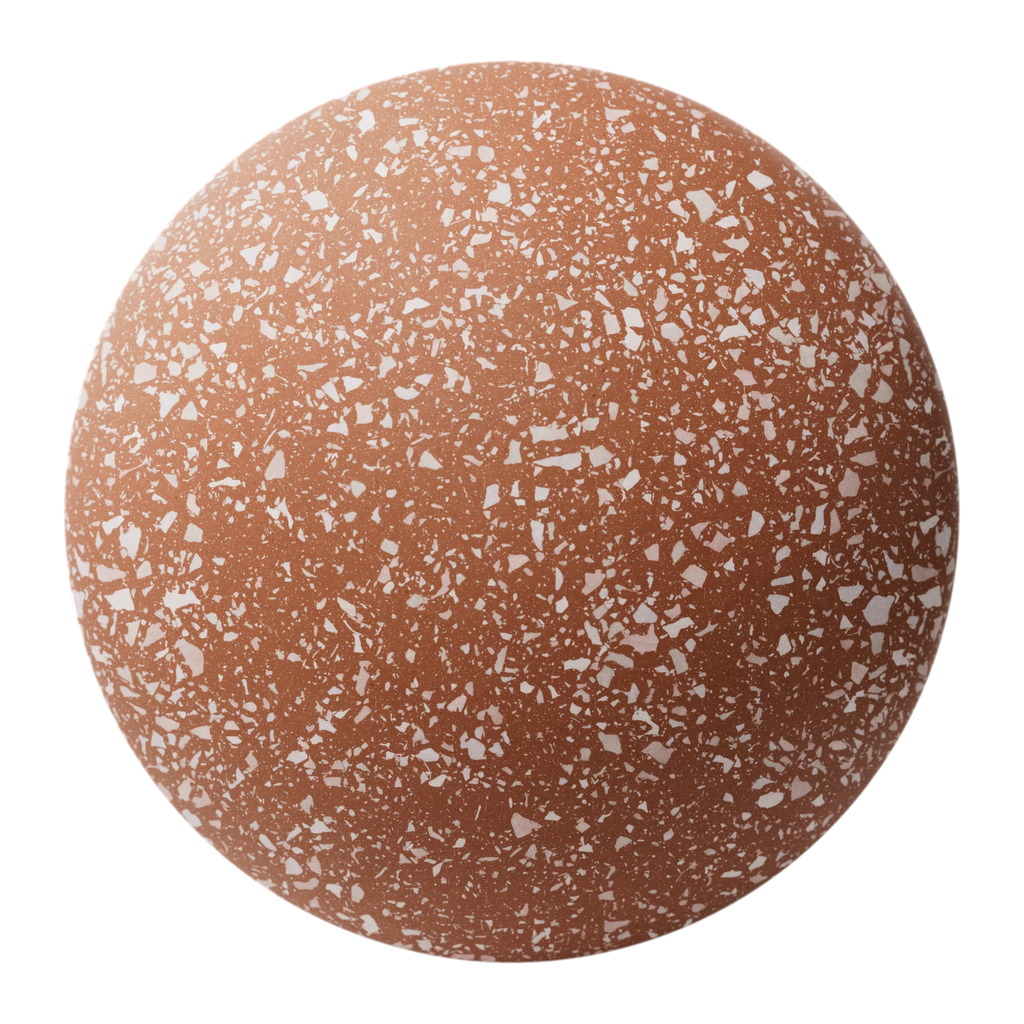 Red Ceramic Terrazzo Light Aggregates PBR Texture - Sphere Swatch Preview | Superellipse
