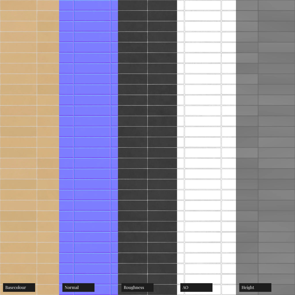 Stacked Matte Sunlight Yellow Tile PBR Texture - Example Scene Visualization | Superellipse
