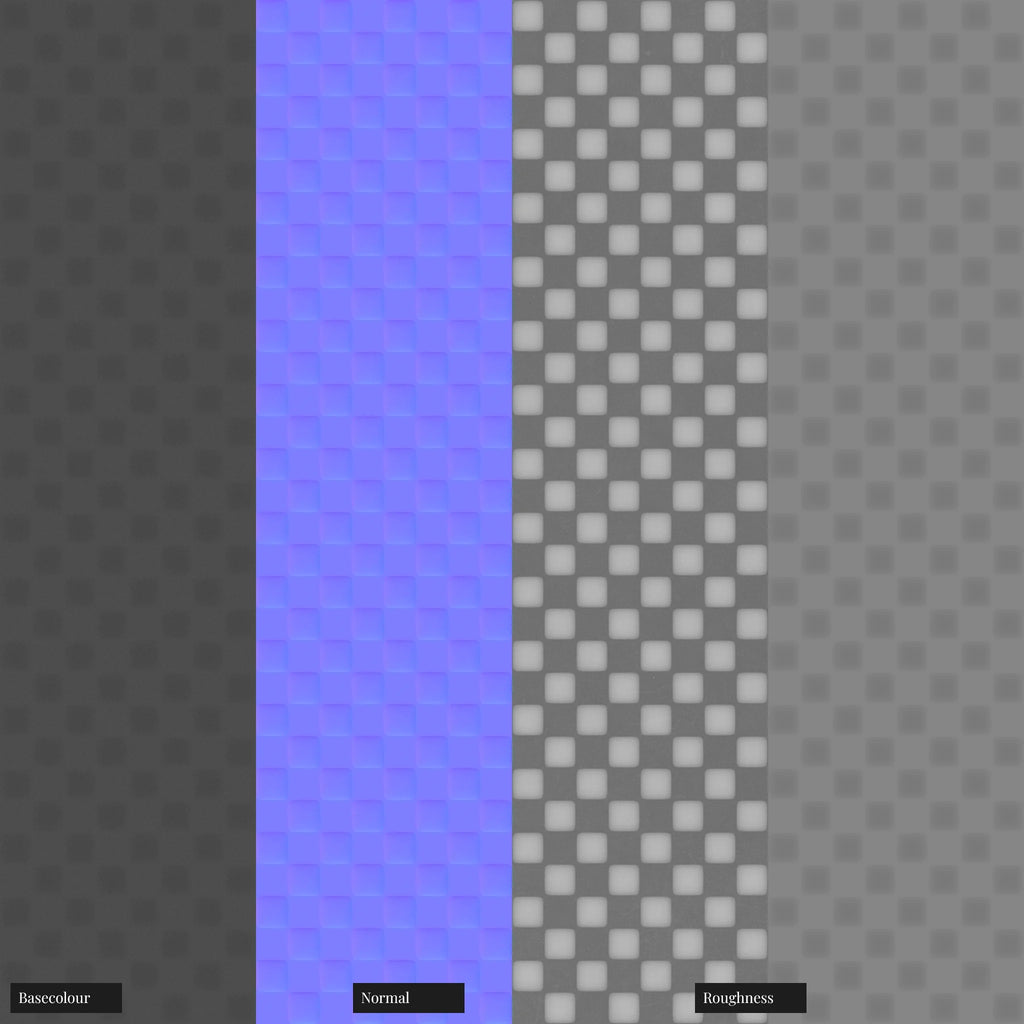 Soft Square Debossed Plastic PBR Texture - Example Scene Visualization | Superellipse