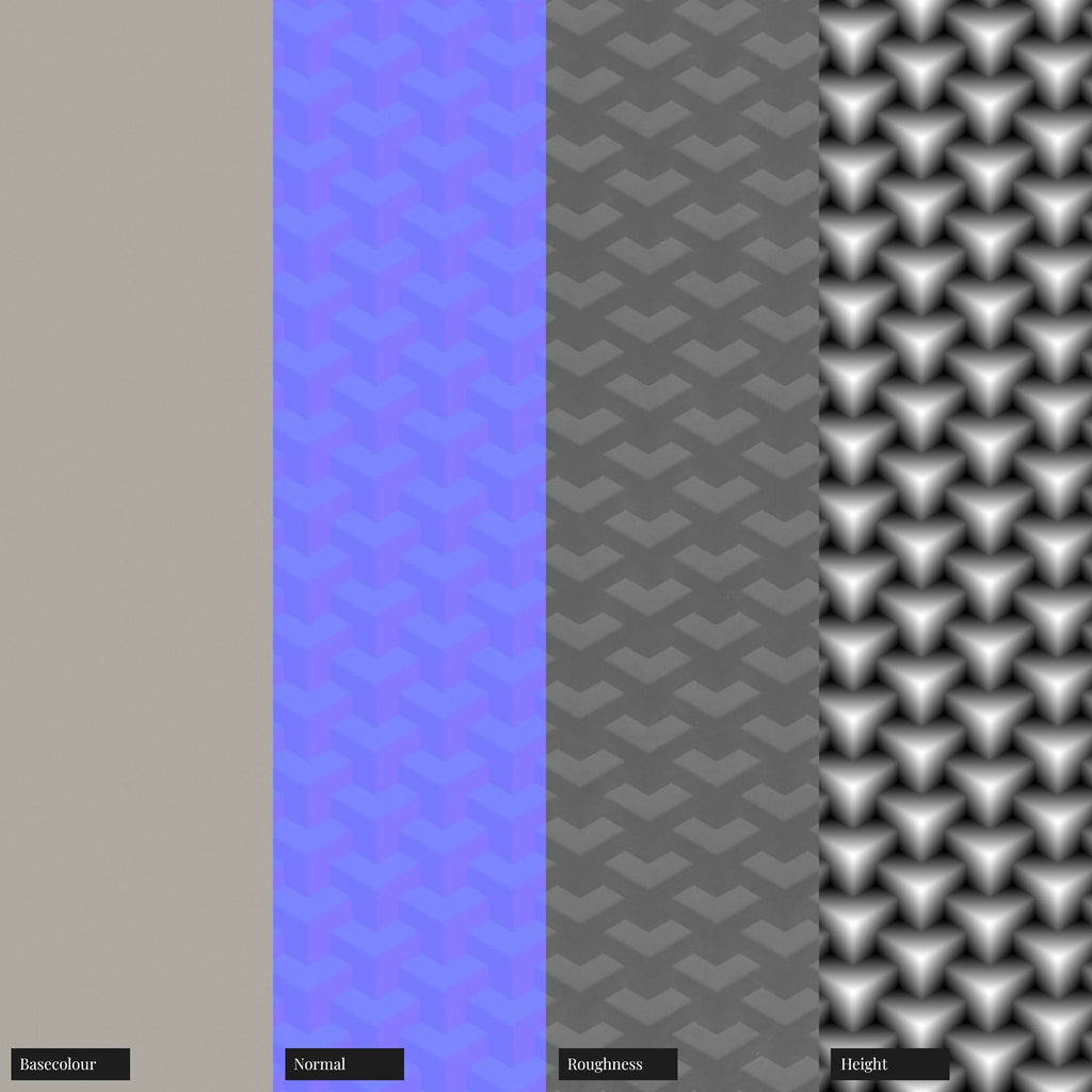 3D Tessellated Grid Textured Plastic PBR Texture - Example Scene Visualization | Superellipse