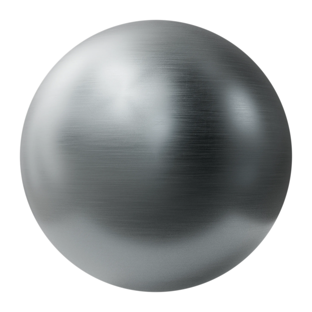 Buffed Linear Brushed Zinc Metal PBR Texture - Sphere Swatch Preview | Superellipse