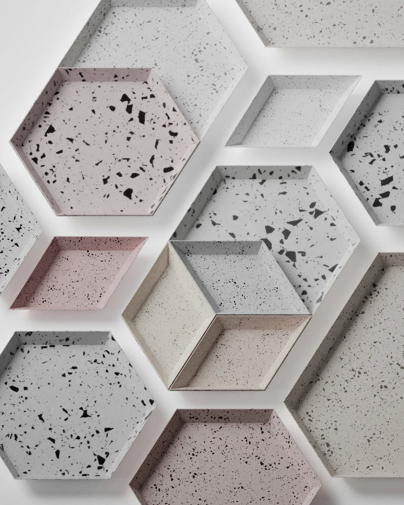 Black and White Recycled Terrazzo Plastic PBR Texture - Example Scene Visualization | Superellipse