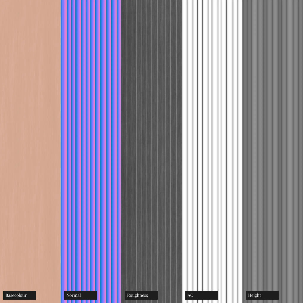 Ribbed Copper Metal 3D Panel PBR Texture - Example Scene Visualization | Superellipse