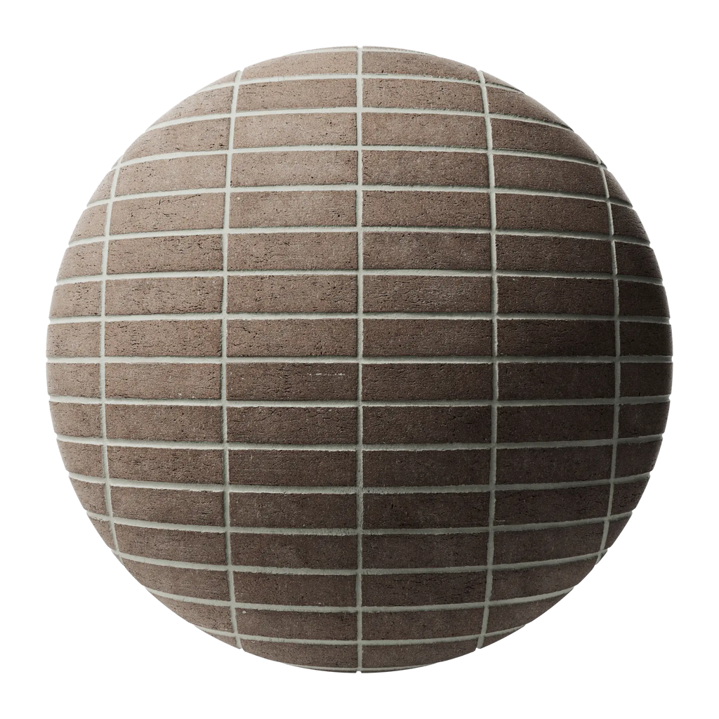 Burnt Hazel Dragfaced Stack Bond Brick PBR Texture - Sphere Swatch Preview | Superellipse