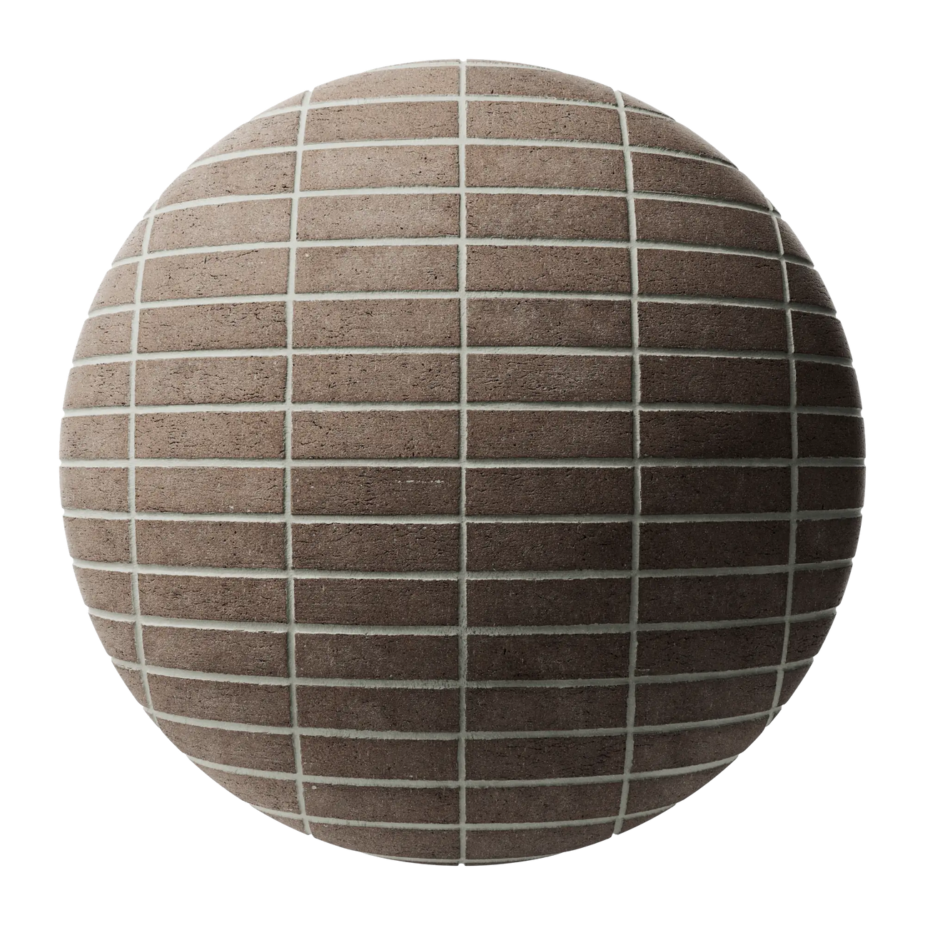 Burnt Hazel Dragfaced Stack Bond Brick PBR Texture - Sphere Swatch Preview | Superellipse