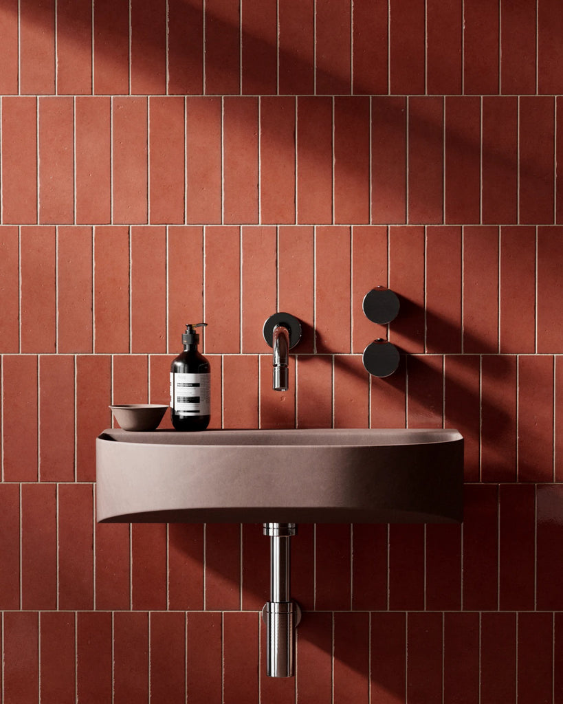 Zellige Rose Velvet Offset Tile PBR Texture - Example Scene Visualization | Superellipse