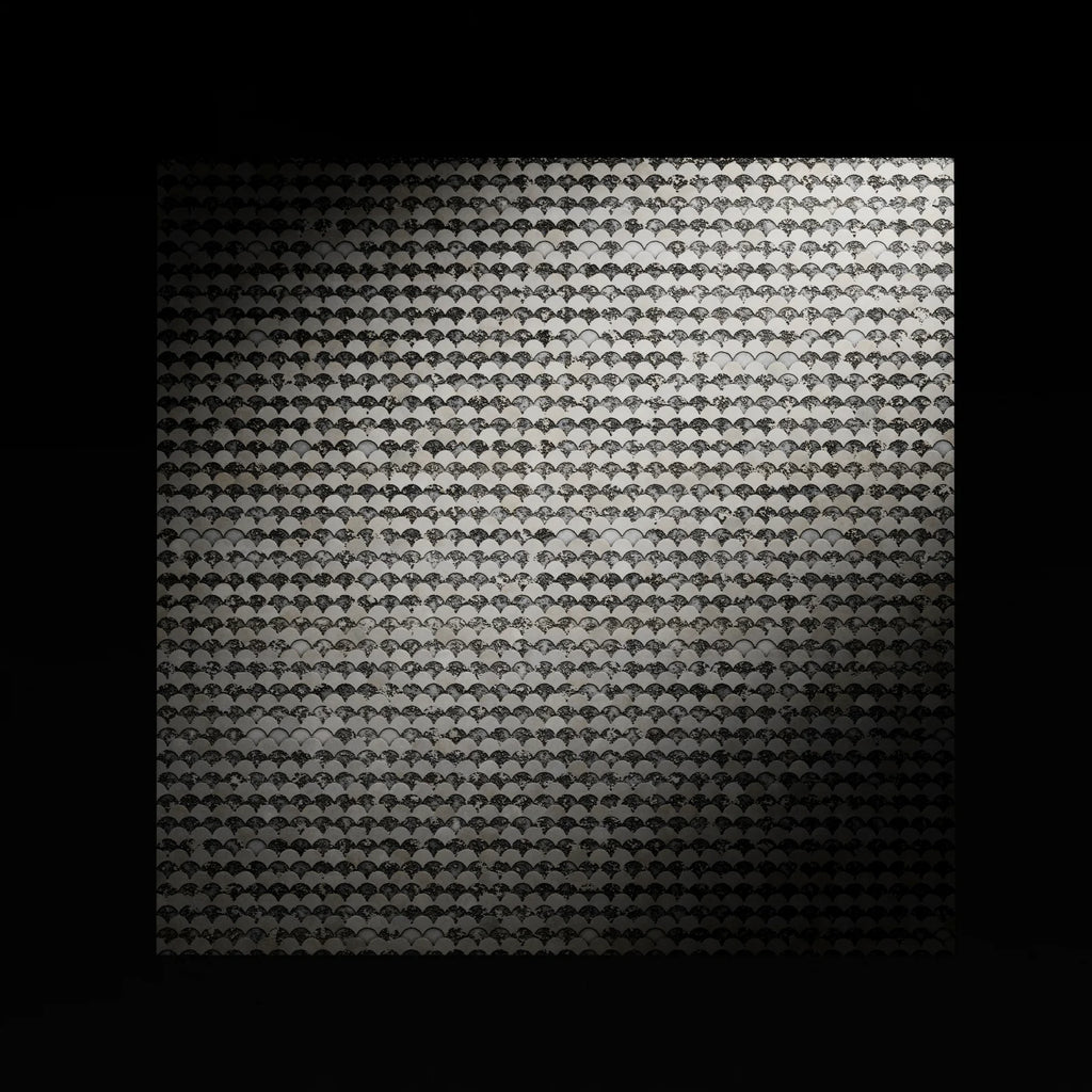 Oxidised Scallop 3D Stainless Steel Panel PBR Texture - Example Scene Visualization | Superellipse