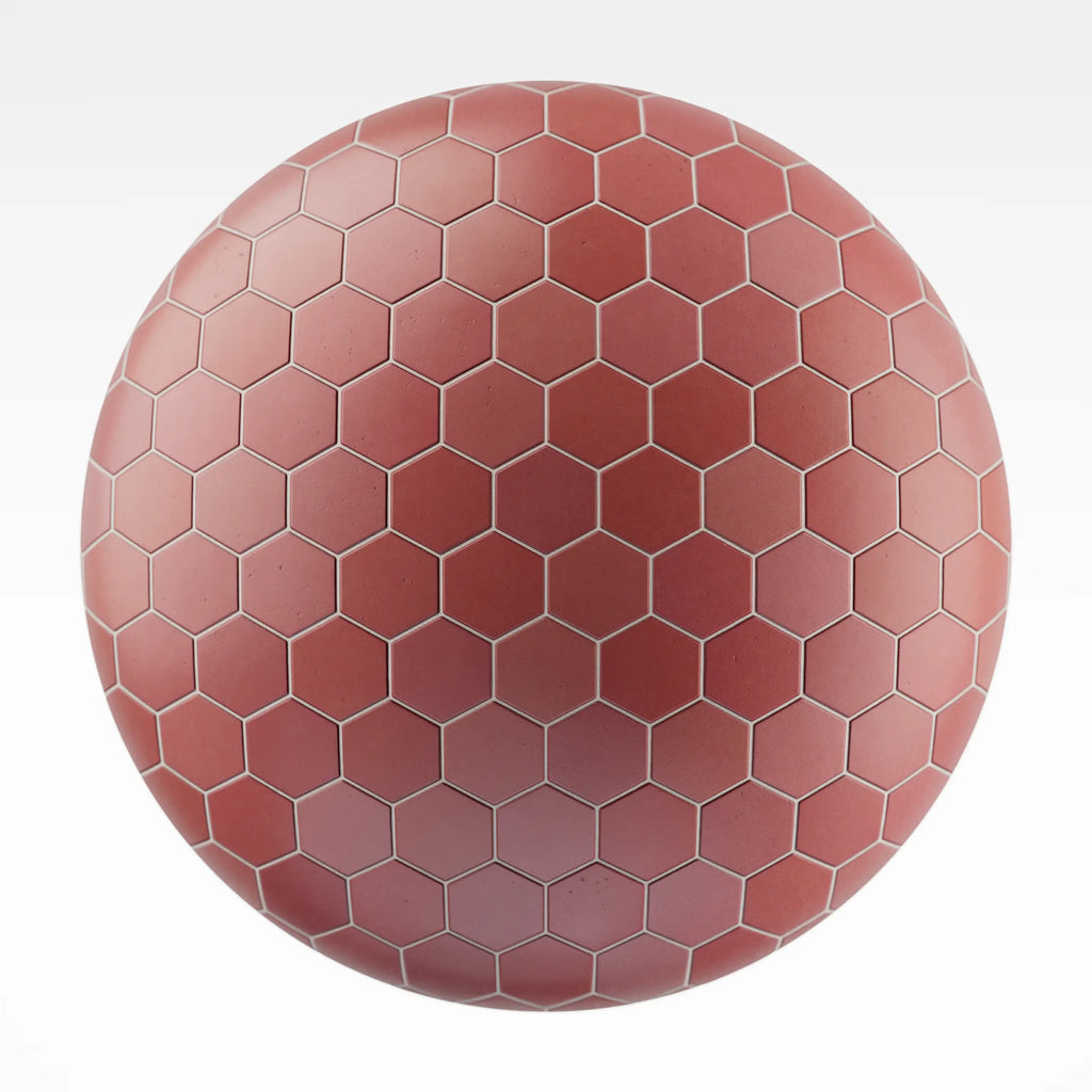 Hex Rose Velvet Matte Tile PBR Texture - Sphere Swatch Preview | Superellipse