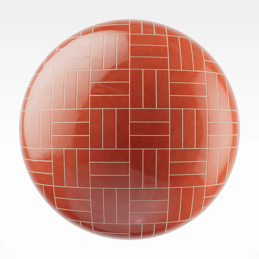 Zellige Red Tomato Basketweave Tile PBR Texture - Sphere Swatch Preview | Superellipse