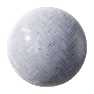 Blue de Savoie Herringbone Marble Tiles PBR Texture - Sphere Swatch Preview | Superellipse