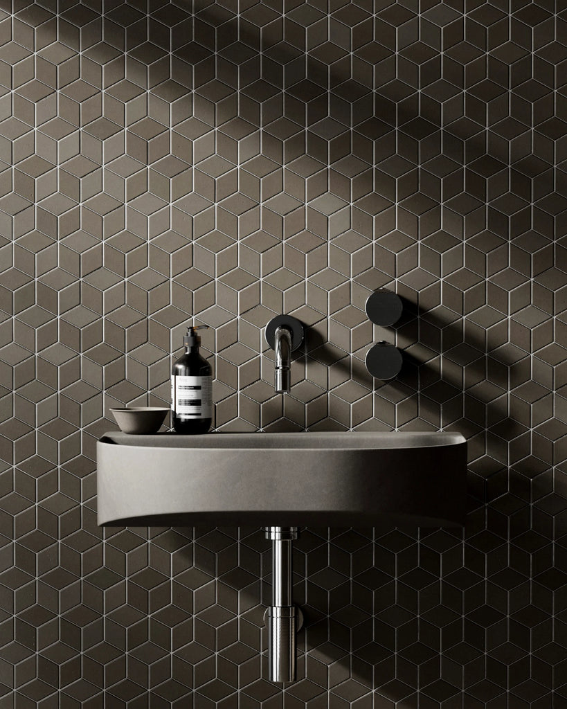 Diamond Matte Martini Olive Tile PBR Texture - Example Scene Visualization | Superellipse