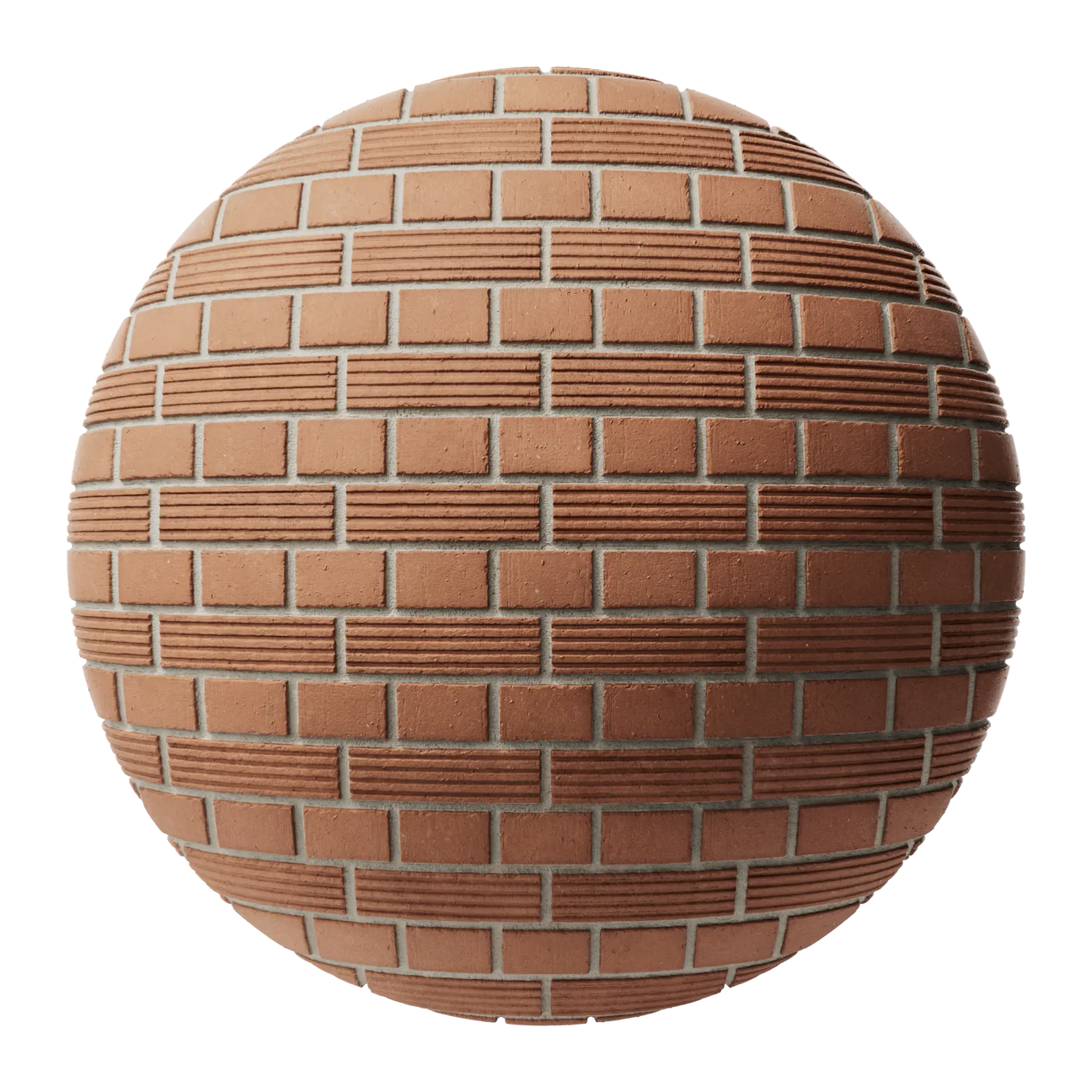 Long Grooved Red Clay Brick English Bond PBR Texture - Sphere Swatch Preview | Superellipse