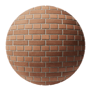 Long Grooved Red Clay Brick English Bond PBR Texture - Sphere Swatch Preview | Superellipse