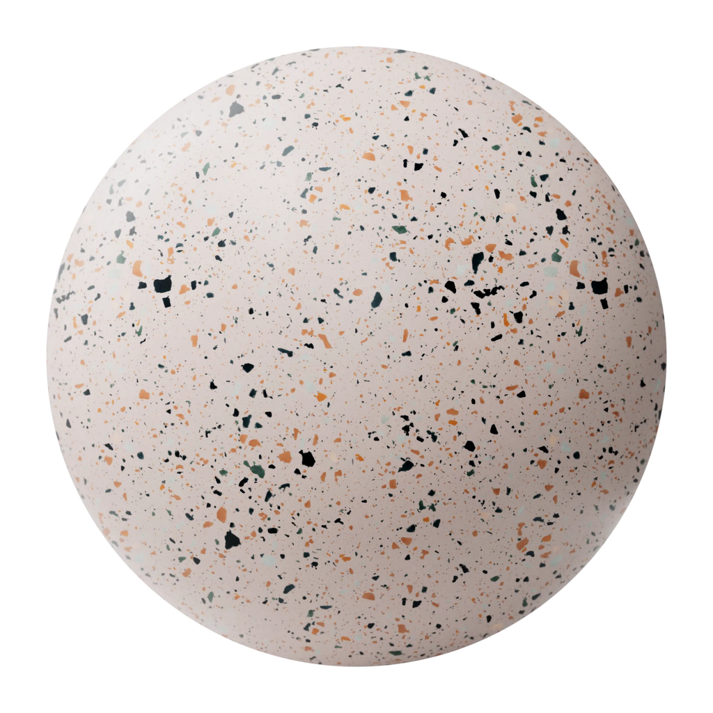 Daisy Pink Terrazzo Plastic PBR Texture - Sphere Swatch Preview | Superellipse