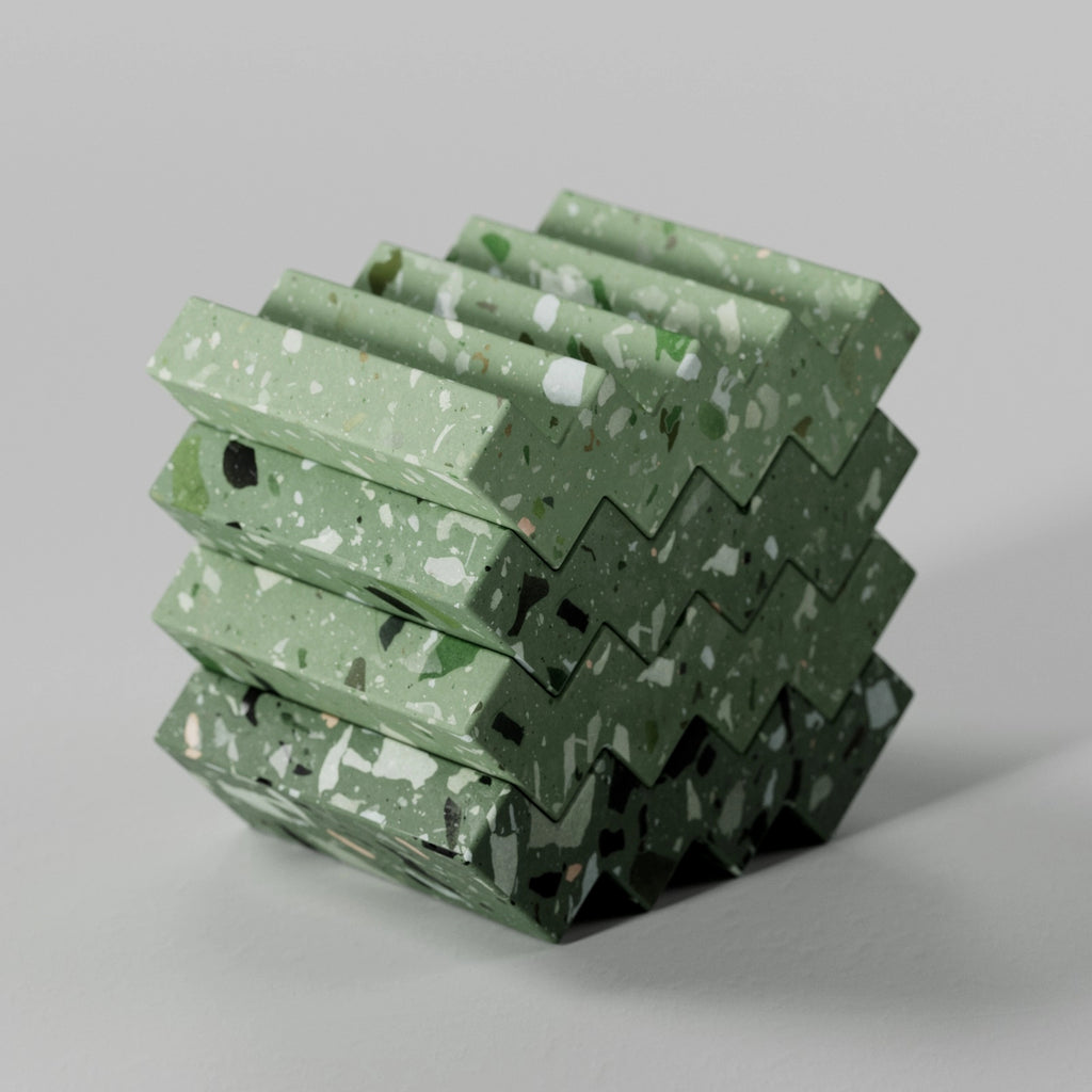 Green Ceramic Terrazzo Mixed Aggregates PBR Texture - Example Scene Visualization | Superellipse