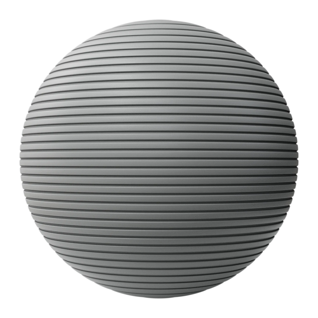 Linear Fluted Plastic Surface Texture PBR Texture - Sphere Swatch Preview | Superellipse