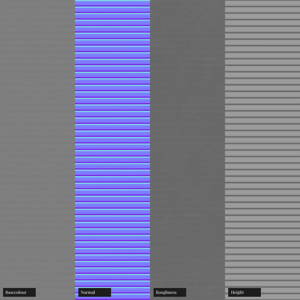 Linear Fluted Plastic Surface Texture PBR Texture - Example Scene Visualization | Superellipse