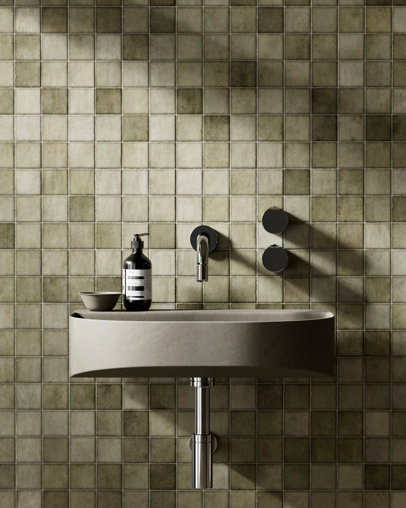 Zellige Olive Square Ceramic Tile PBR Texture - Example Scene Visualization | Superellipse