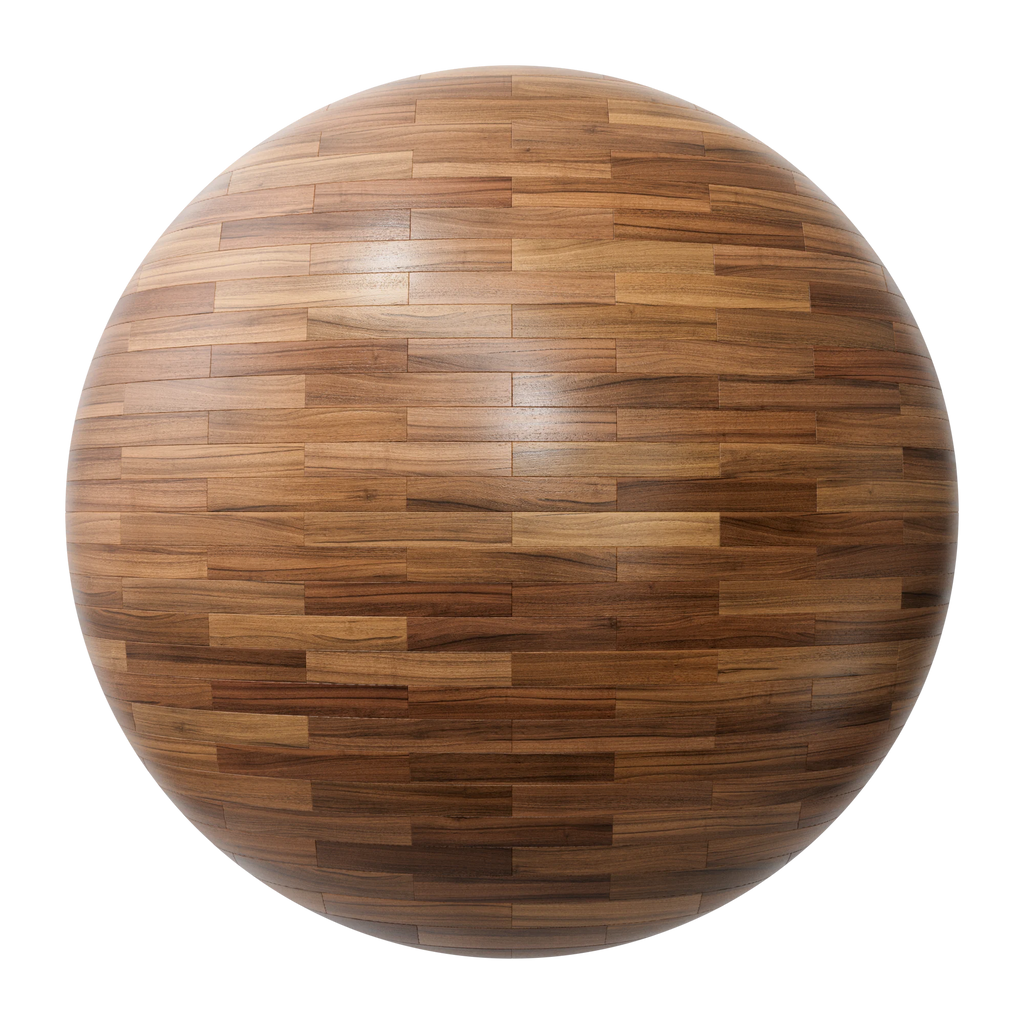 Brazilian Teak Brick Bond Parquet Wood Floor PBR Texture - Sphere Swatch Preview | Superellipse