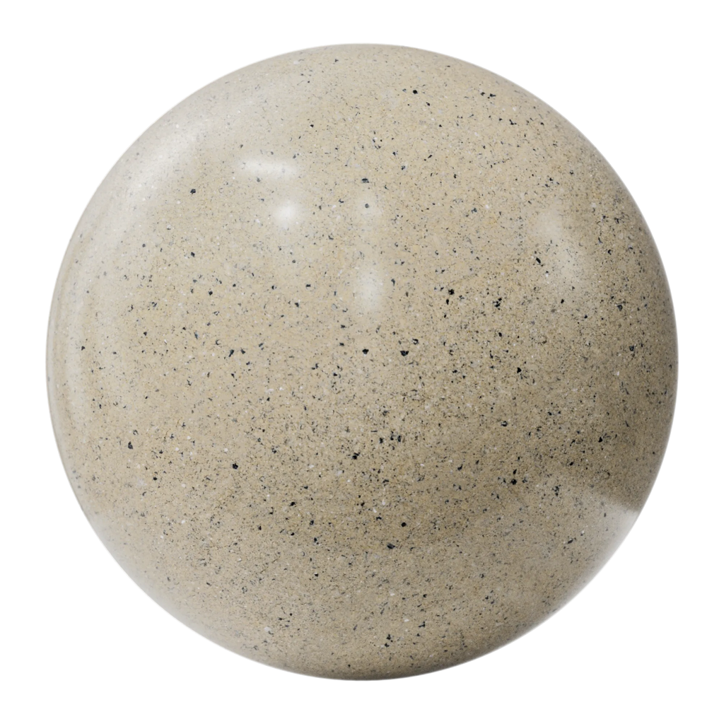 Sahara Beige Polished Granite Slab PBR Texture - Sphere Swatch Preview | Superellipse