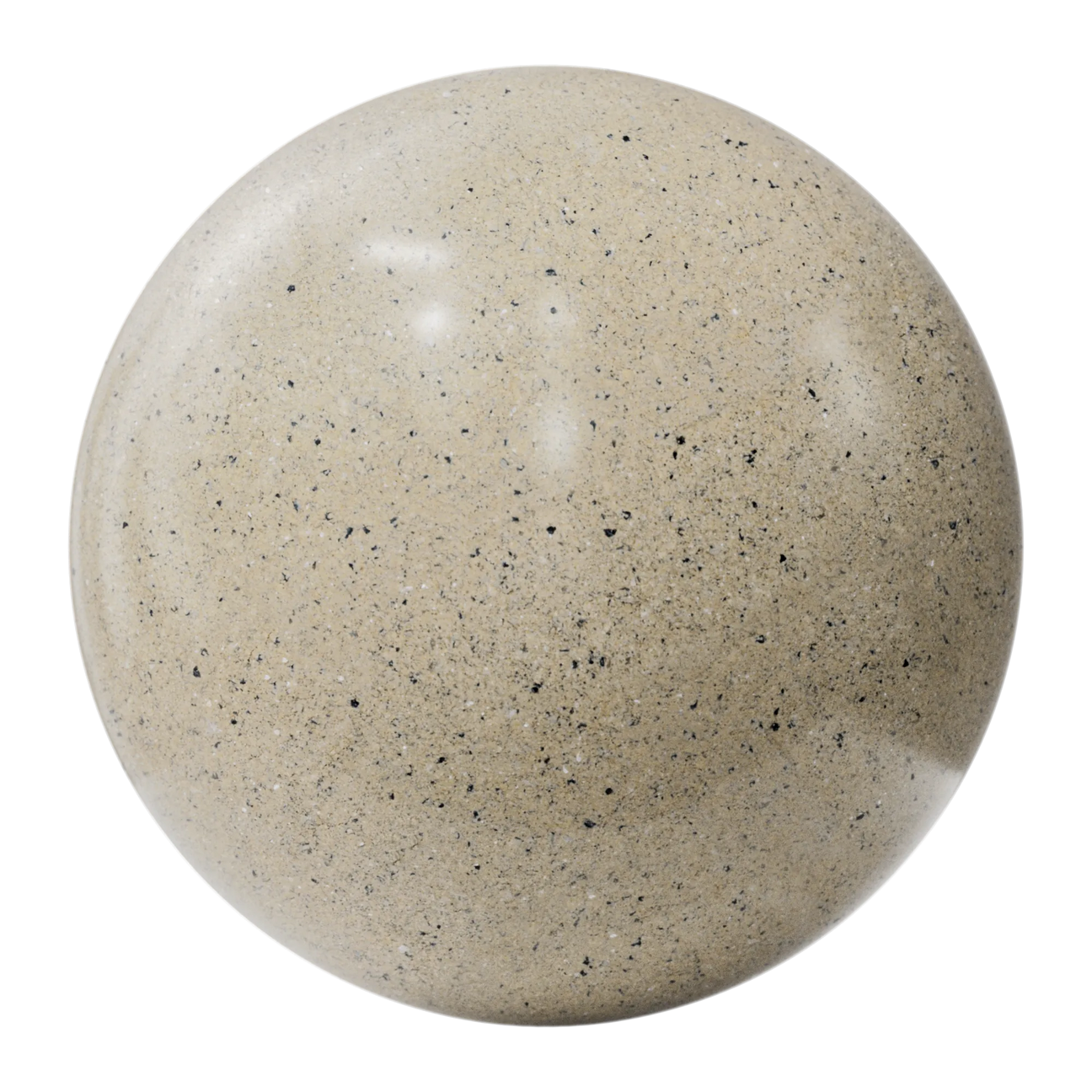 Sahara Beige Polished Granite Slab PBR Texture - Sphere Swatch Preview | Superellipse