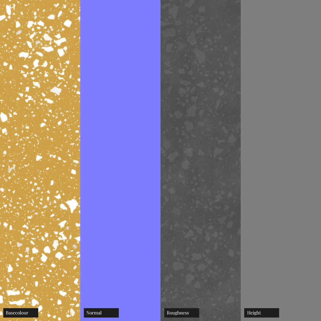 Dandelion Yellow Terrazzo Plastic PBR Texture - Example Scene Visualization | Superellipse