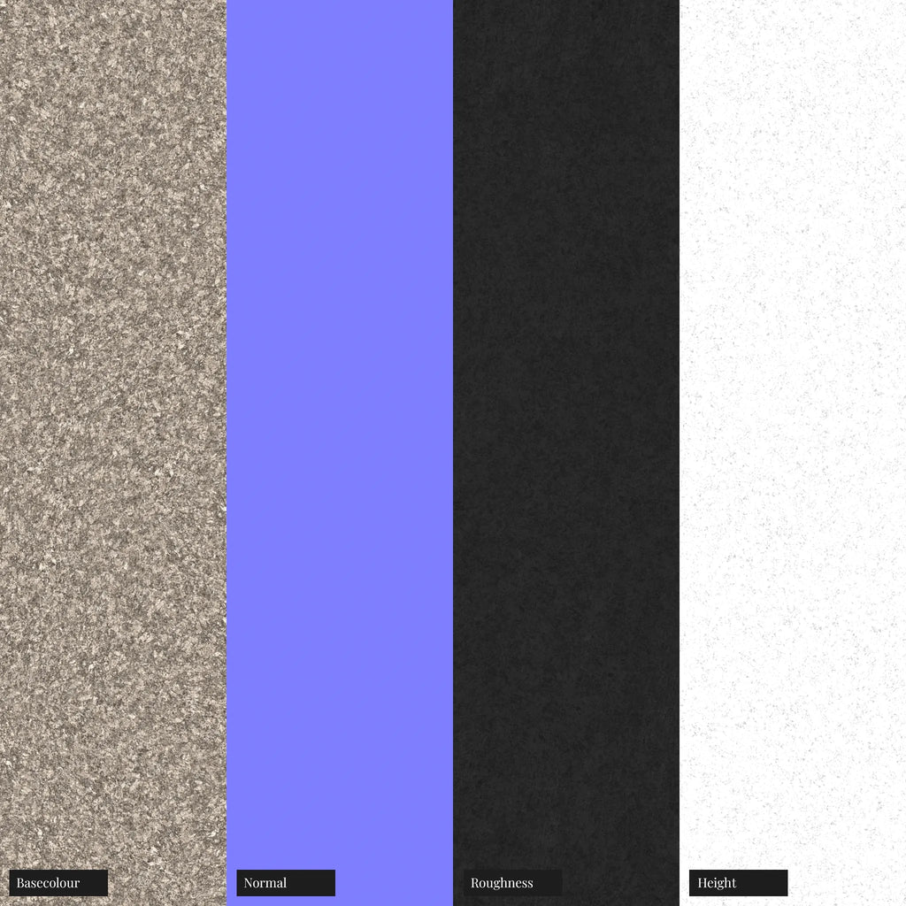 Grey Cloud Polished Granite Slab PBR Texture - Example Scene Visualization | Superellipse