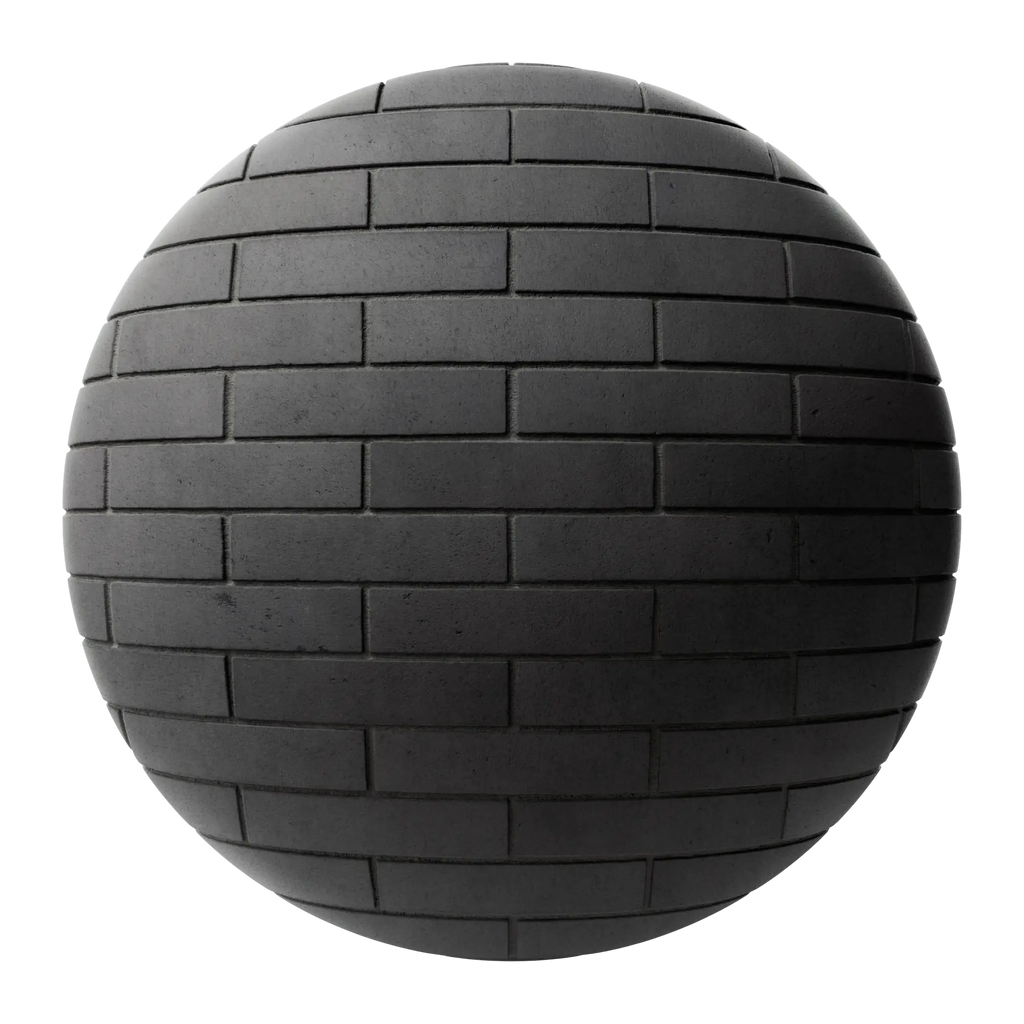 Concrete Dark Architectural Brick Running Bond PBR Texture - Sphere Swatch Preview | Superellipse