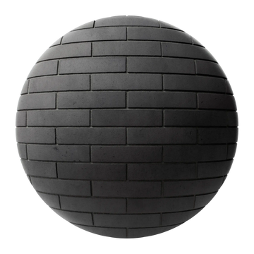 Concrete Dark Architectural Brick Running Bond PBR Texture - Sphere Swatch Preview | Superellipse