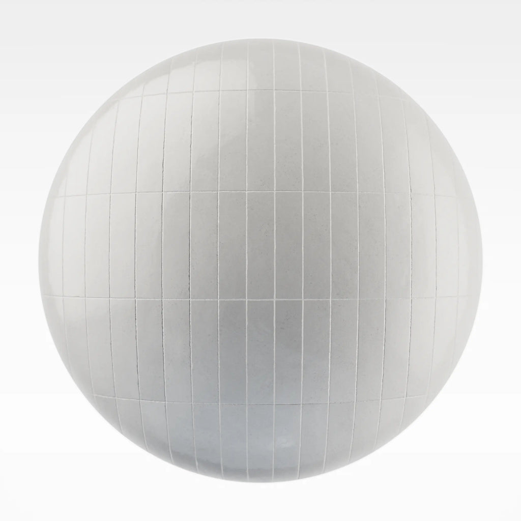 Zellige Light Grey Stacked Tile PBR Texture - Sphere Swatch Preview | Superellipse