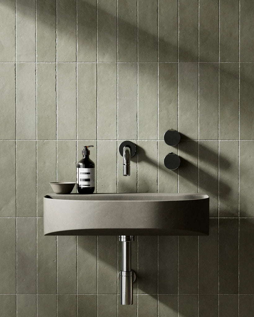 Zellige Sage Vertical Tile PBR Texture - Example Scene Visualization | Superellipse