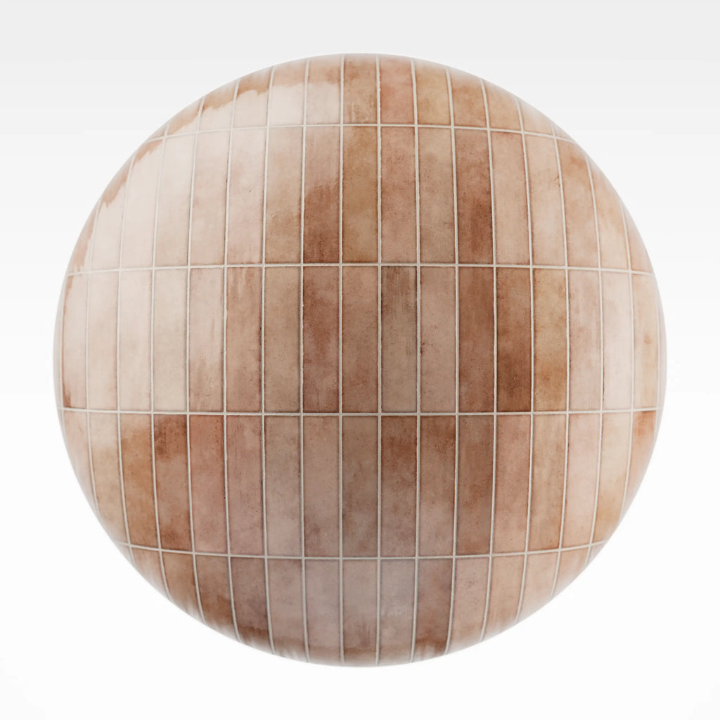 Hoxton Pink Salmon Stacked Tile PBR Texture - Sphere Swatch Preview | Superellipse