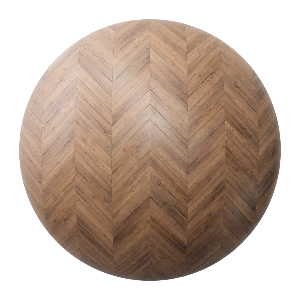 English Chestnut Oak Chevron Parquet Wood Floor PBR Texture - Sphere Swatch Preview | Superellipse