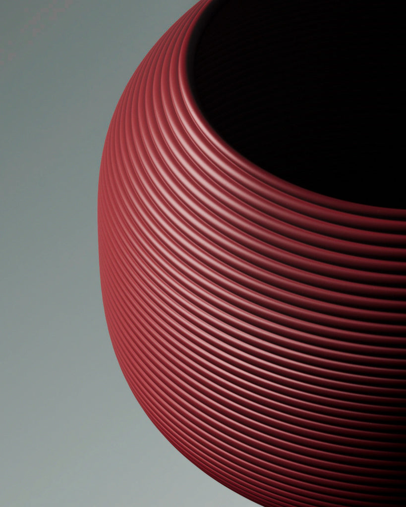 Convex Fluted Burgundy Plastic PBR Texture - Example Scene Visualization | Superellipse