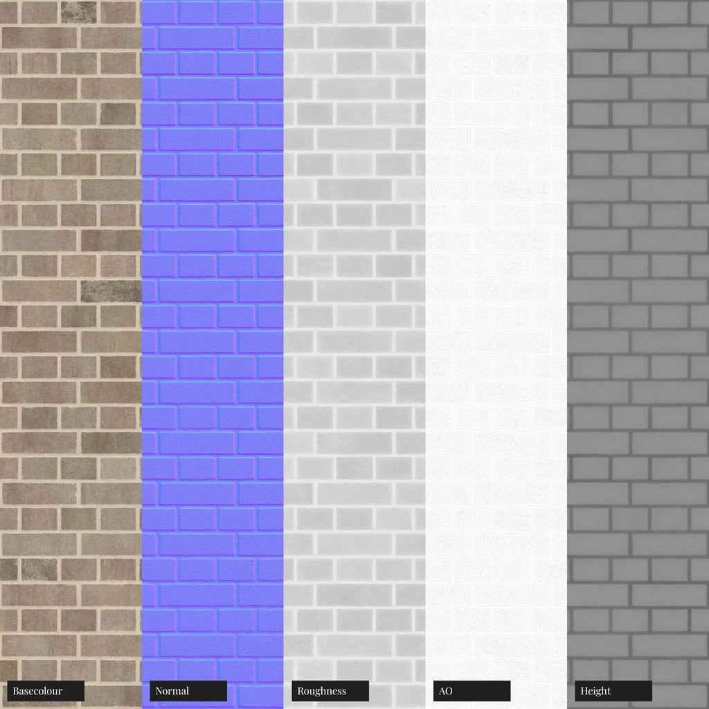 Muted Sandfaced Buff Brick English Bond PBR Texture - Example Scene Visualization | Superellipse