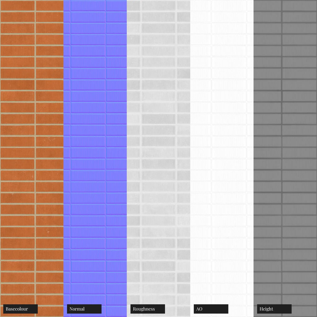 Grooved Boston Red Brick Stack Bond PBR Texture - Example Scene Visualization | Superellipse