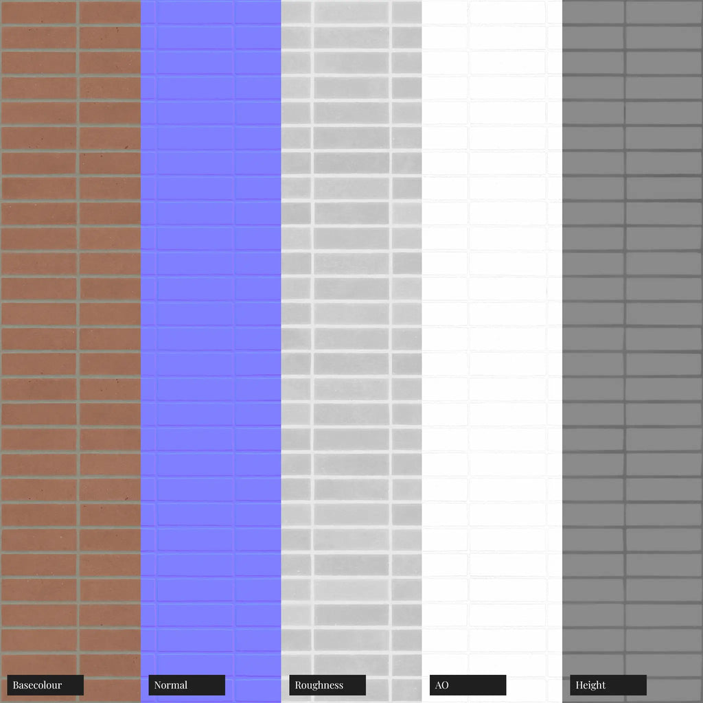 Riverdale Smooth Red Stack Bond Brick PBR Texture - Example Scene Visualization | Superellipse