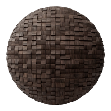 Bevelled Mosaic Walnut Oak Wood Panel PBR Texture - Sphere Swatch Preview | Superellipse